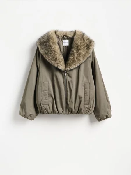 Reserved Geacă bomber oversized gri-maroniu gri