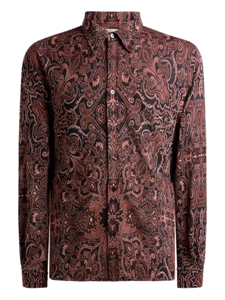 Cămașă Etro cu model paisley din jacard maro