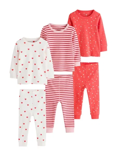 Next Pijamale fildeş / roz pal / rodie / cireș roșu
