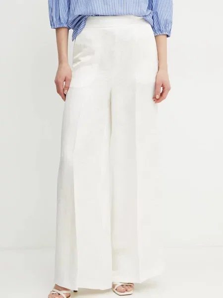 Twinset pantaloni din amestec de in bej