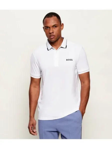Tricou polo Boss Green alb
