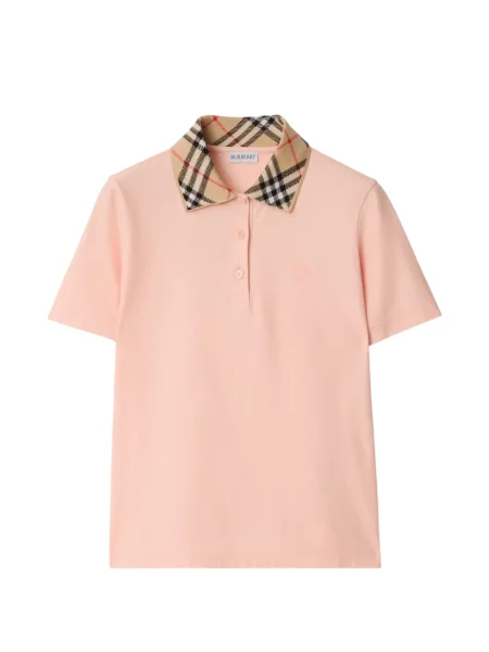 Gulerat tricou polo Burberry în carouri roz