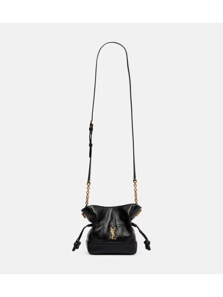 Kožená kožená taška Saint Laurent čierna