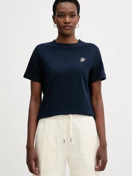 Tommy Hilfiger kratka majica z bombažem modra