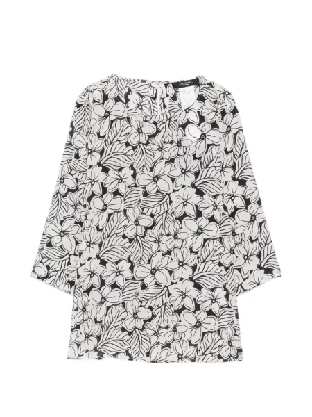 Bluză Weekend Max Mara de mătase cu model floral cu imagine alb