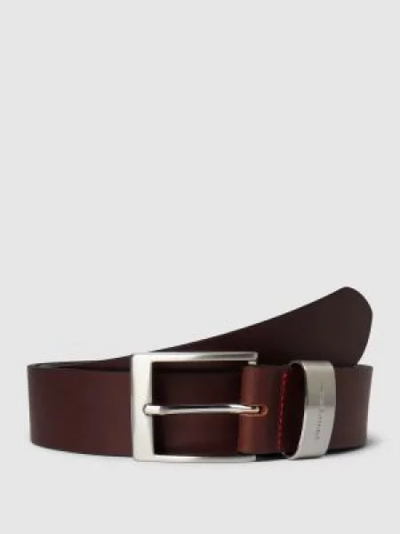 Skórzany z matową sprzączką Pierre Cardin brązowy