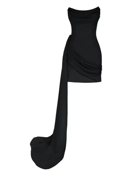 Sukienka mini Post Meridiem szyfonowa z gorsetem garniturowa czarna