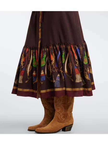Rochie tip cămașă Etro de lână cu imagine maro