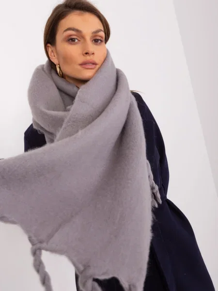 Fular Fashionhunters cu franjuri gri
