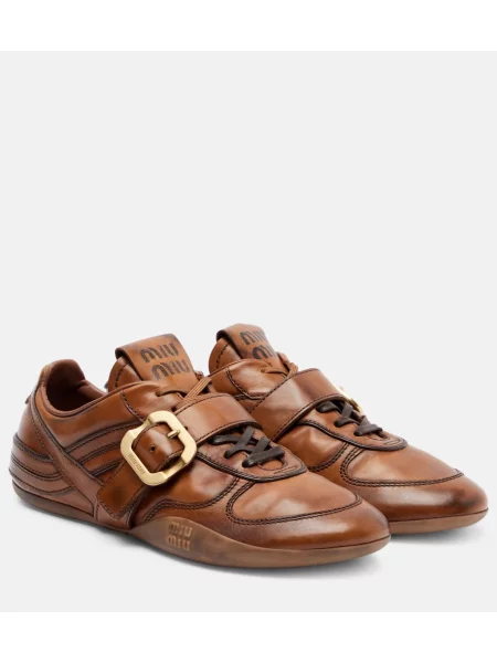 Usnjene superge Miu Miu rjava