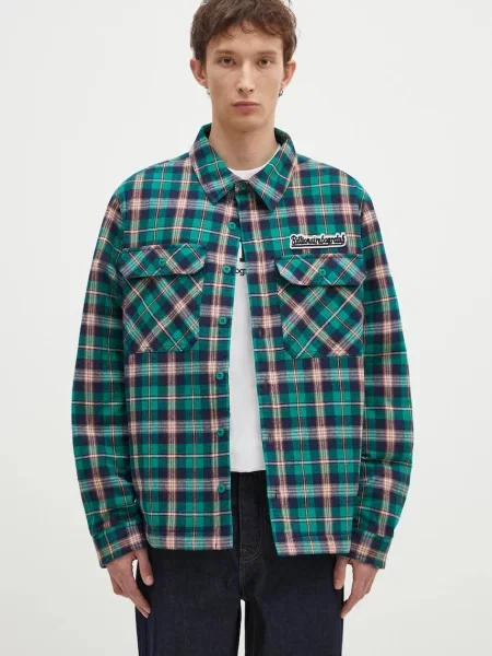 Billionaire Boys Club kurtka koszulowa Padded Check Overshirt zielona