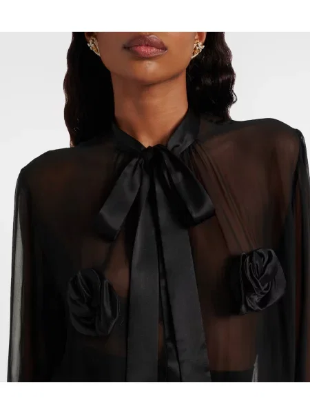 Cămașă Dolce&gabbana de mătase cu model floral transparente negru