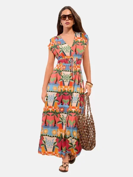 Friends Like These Rochie / albastru deschis / verde / portocaliu bej