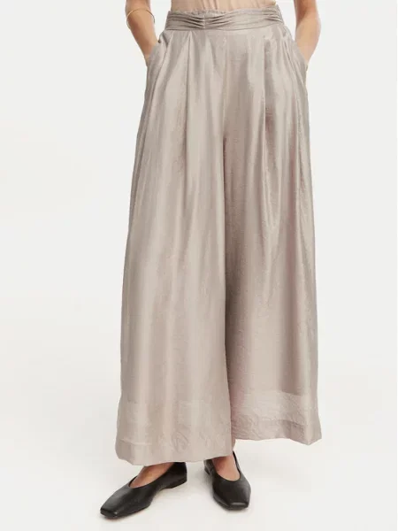 Eleh Spodnie materiałowe Wide Leg szary