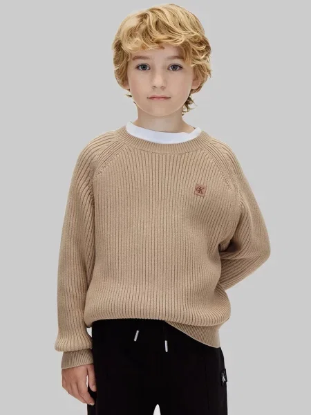 Calvin Klein Jeans пуловер за деца от бежово