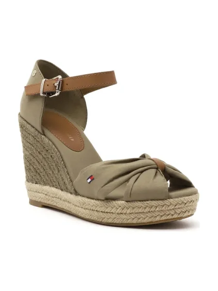 Pantofi Tommy Hilfiger cu vârf deschis din piele kaki