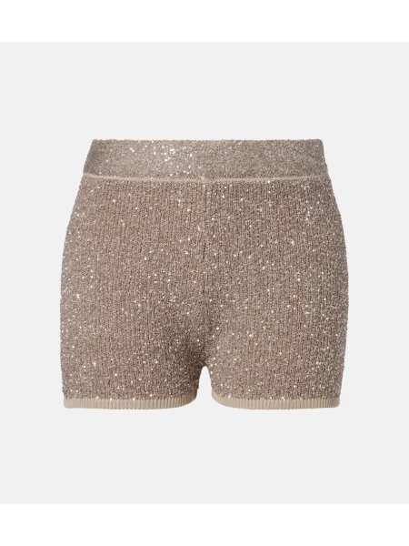 Pantaloni scurți Brunello Cucinelli tricotate bej