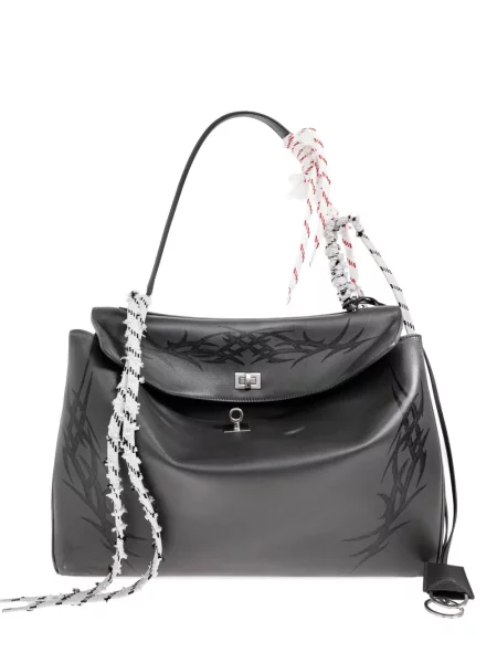 Кожена чанта Balenciaga черно