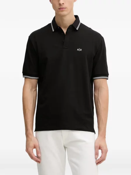 Поло тениска Armani Exchange бродирана черно