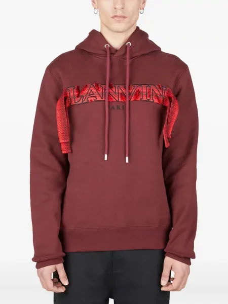 Haftowana bluza z kapturem Lanvin czerwona