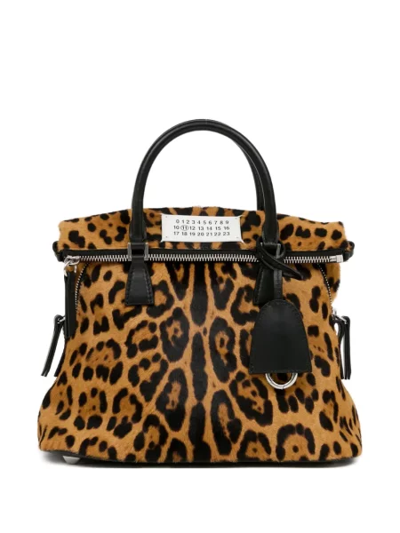 Geantă Maison Margiela cu model leopard maro