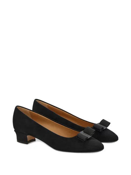 Pantofi cu toc Ferragamo cu funde negru