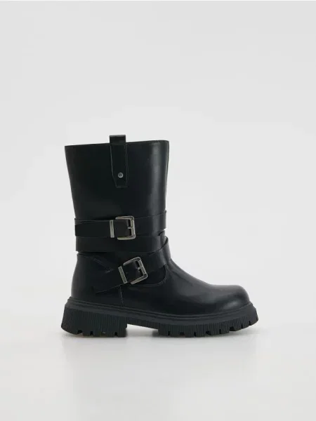 Сапоги Reserved из искусственной кожи черные