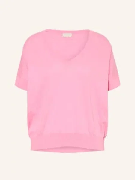 Milano Italy Sweter Z Dzianiny Z Dodatkiem Lnu pink różowy