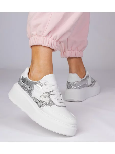 Sneakerși Marka Niezdefiniowana cu imagine cu imprimeu animal print alb