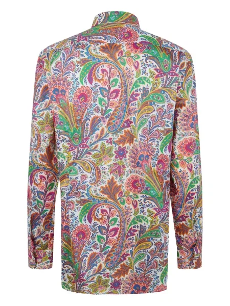 Cămașă Etro cu imagine cu model paisley lungă alb