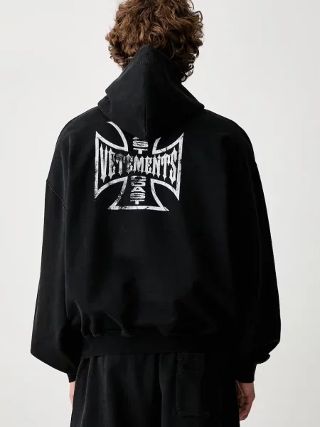 Vetements Biker Cross Logo hanorac cu glugă din pentru bărbați