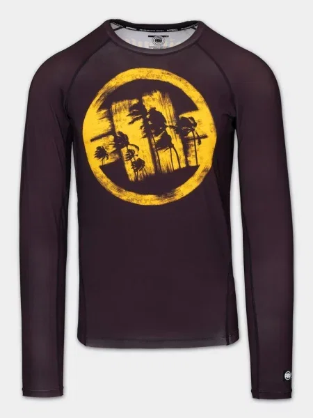 Rashguard longsleeve PITBULL techniczna koszulka sportowa LOGO PALMS brązowa