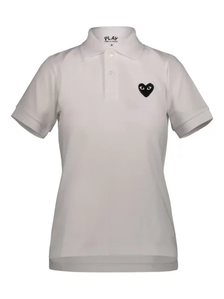 Haftowane polo Comme Des Garcons Play w serca białe