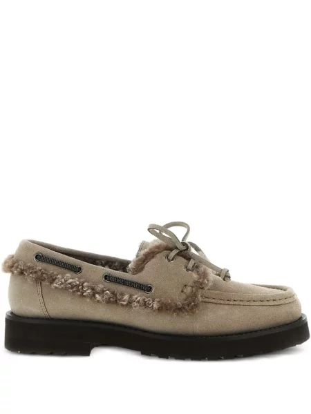 Loafersy Brunello Cucinelli zamszowe szare