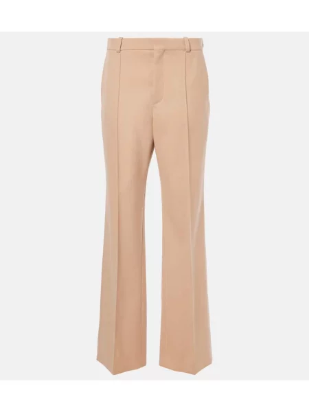Pantaloni Chloé cu talie înaltă de lână bej
