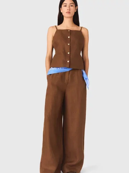 Лляний жилет Maje коричневий