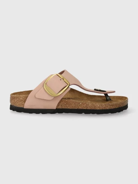 Papuci Birkenstock din piele cu cataramă roz