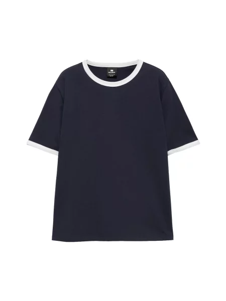 Pull&Bear Tricou bleumarin alb