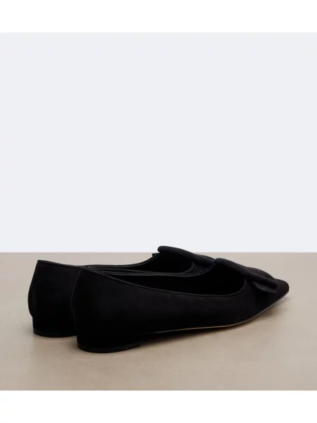 Balerini Manolo Blahnik din piele de căprioară negru