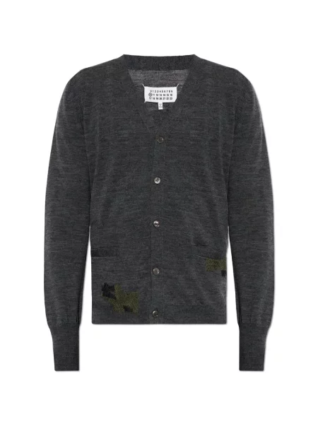 Cardigan Maison Margiela zdrențuiți cu decolteu în V gri