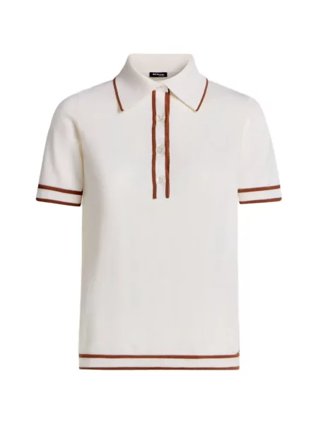 Tricou polo Kiton de lână alb