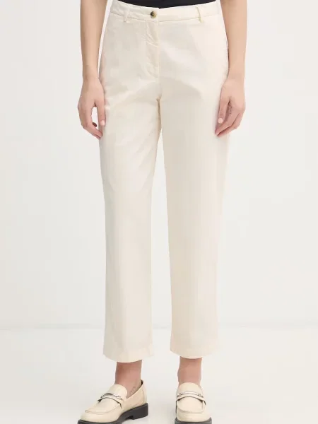 Tommy Hilfiger hlače z bombažem bež