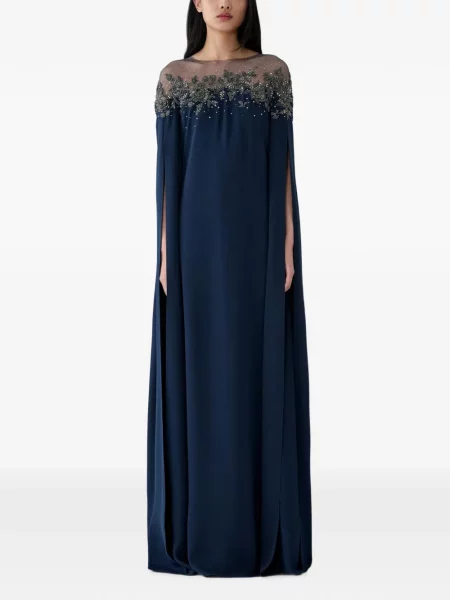 Rochie maxi Carolina Herrera cu model floral albastru