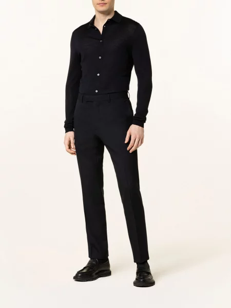 Sandro Spodnie Slim Fit blau granatowe