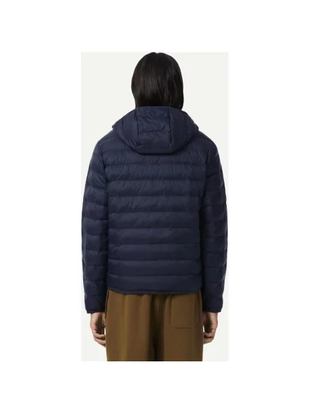 Kurtka z kapturem Lacoste Water-Repellent Down Windbreaker granatowy S niebieska