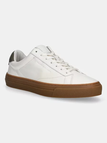 Tommy Hilfiger Usnjene superge PREMIUM DRESS CUPSOLE LTH bela