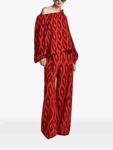 Pantaloni palazzo Essentiel Antwerp cu cordon roșu