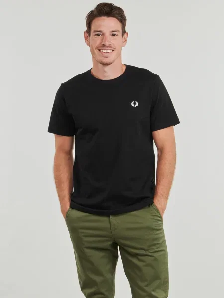Tricou Fred Perry cu decolteu rotund negru