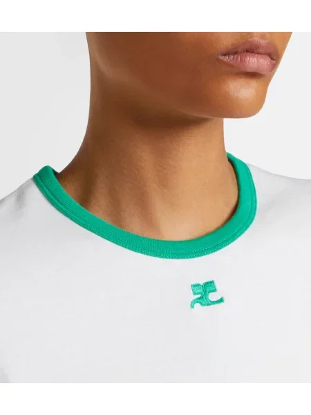 Tricou Courreges din jerseu alb