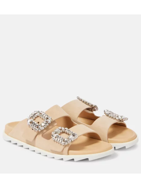 Sandale Roger Vivier din piele de căprioară bej